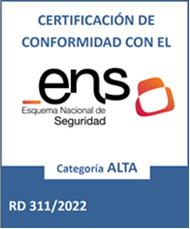 Distintivo de conformidad con el Esquema Nacional de Seguridad, categoría ALTA